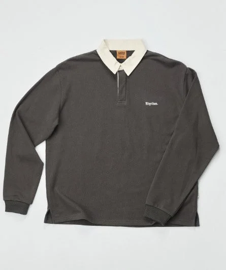 Rhythm Mens Shirt Koa Vintage Rugby Long Sleeve Polo