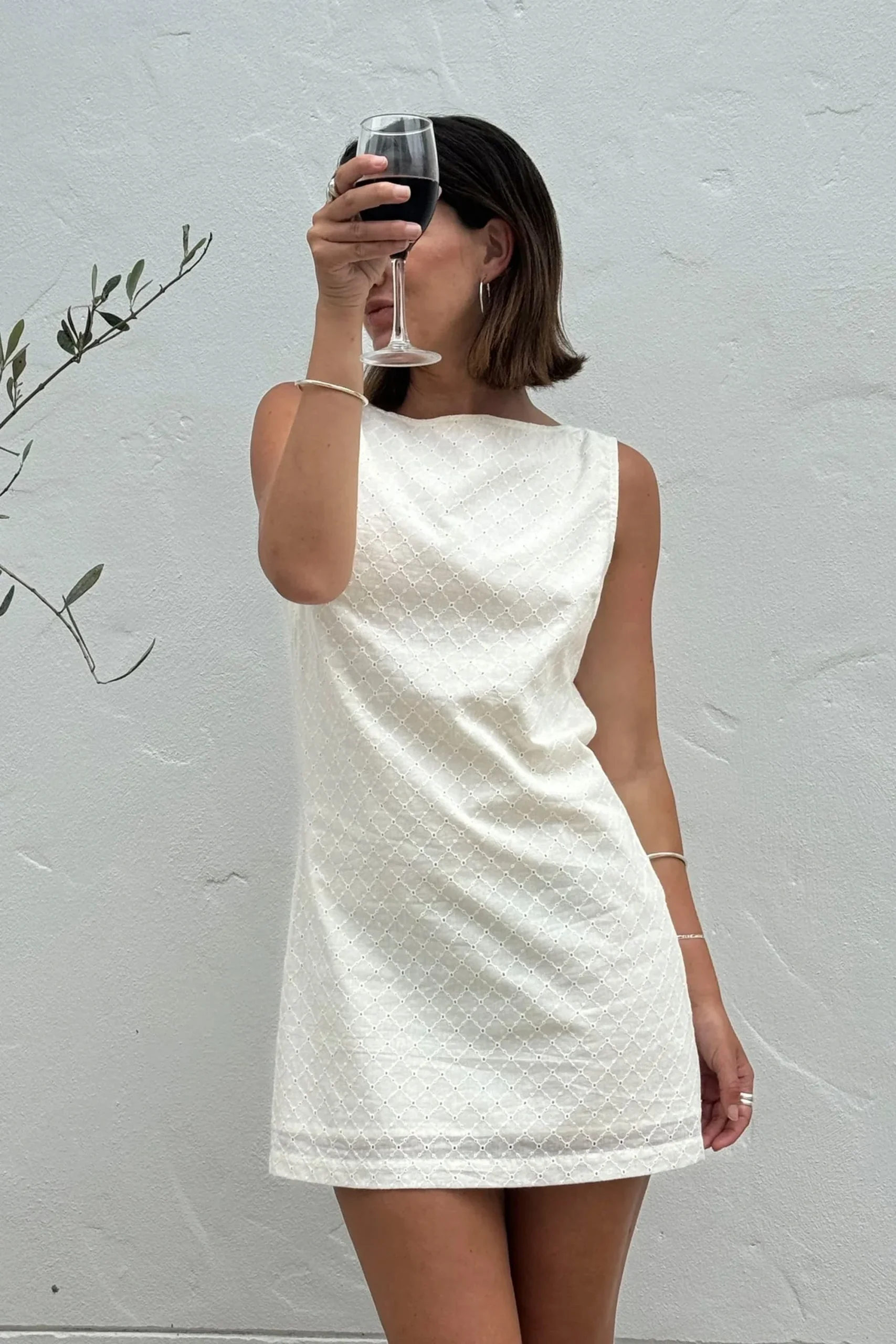 RHYTHM - PORTO EYELET MINI DRESS