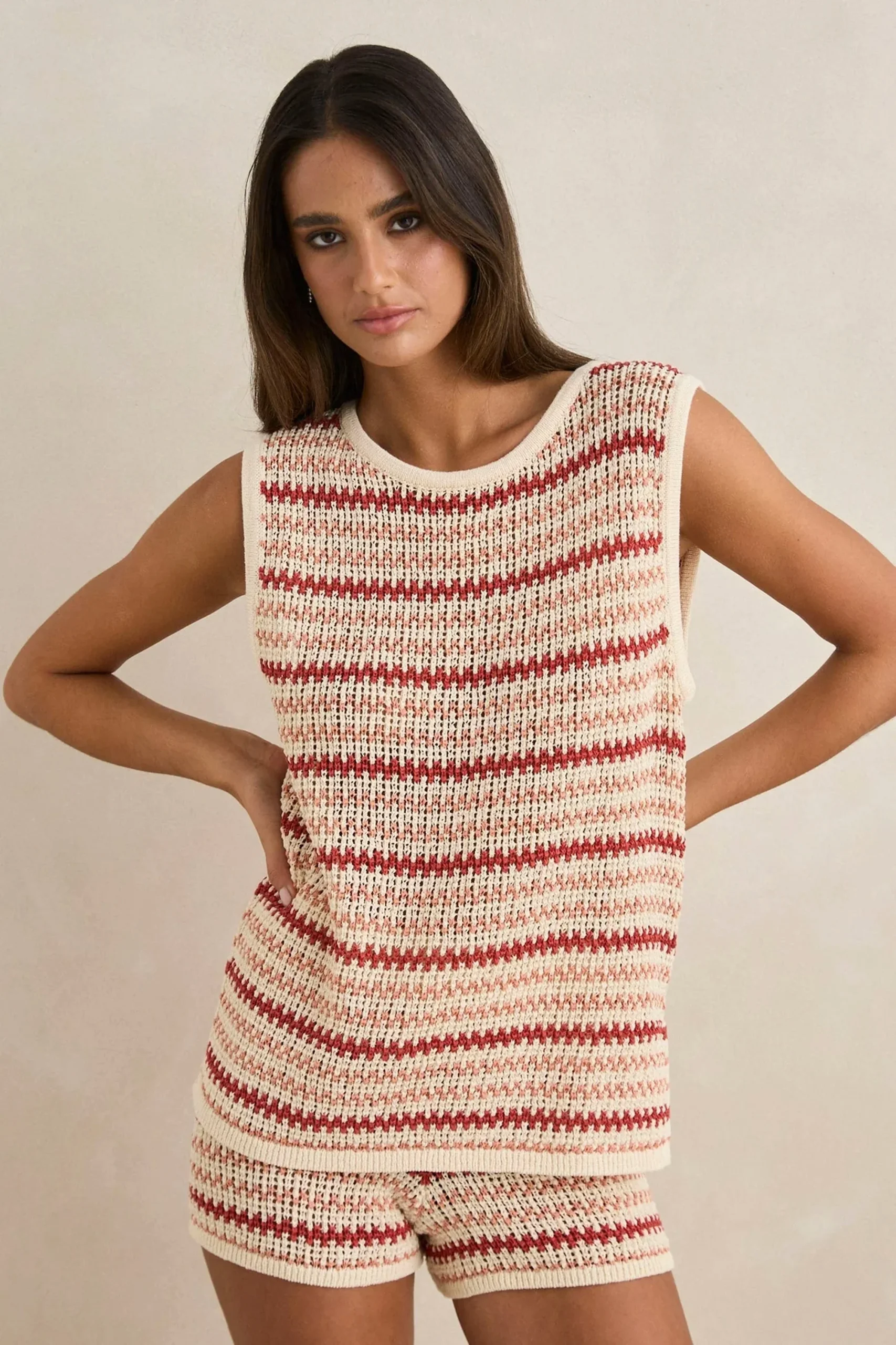 RHYTHM - TAMI STRIPE KNIT LONGLINE TANK