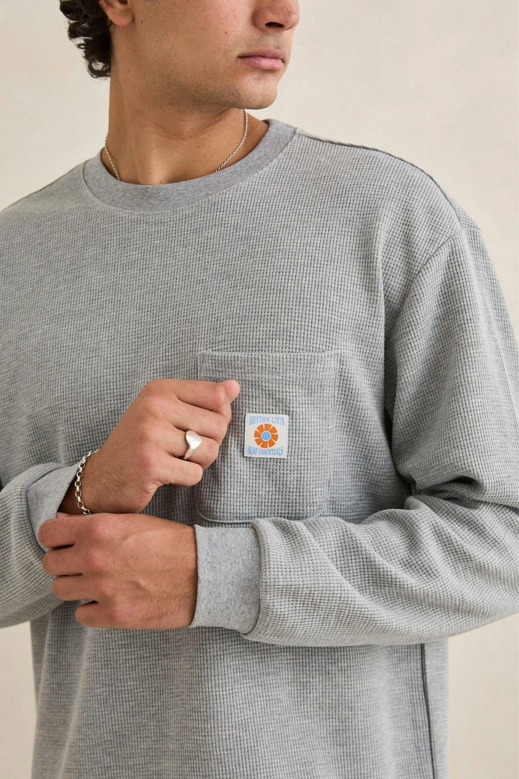RHYTHM - VINTAGE POCKET LONGSLEEVE WAFFLE T-SHIRT