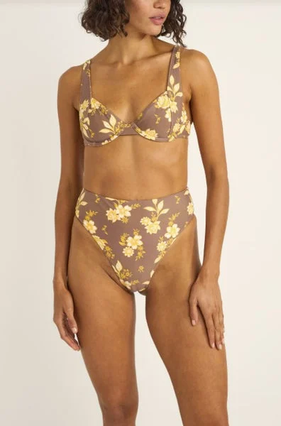 Rhythm Womens Bikini Top Anika Floral Panelled Underwire
