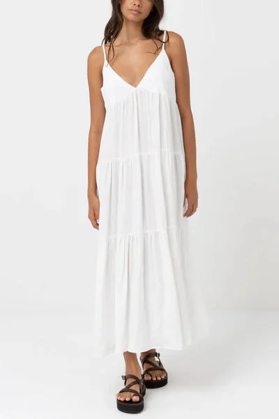 Rhythm Womens Dress Classic Tiered Midi