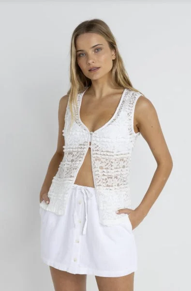 Rhythm Womens Tank Top Haven Lace Longline Vest