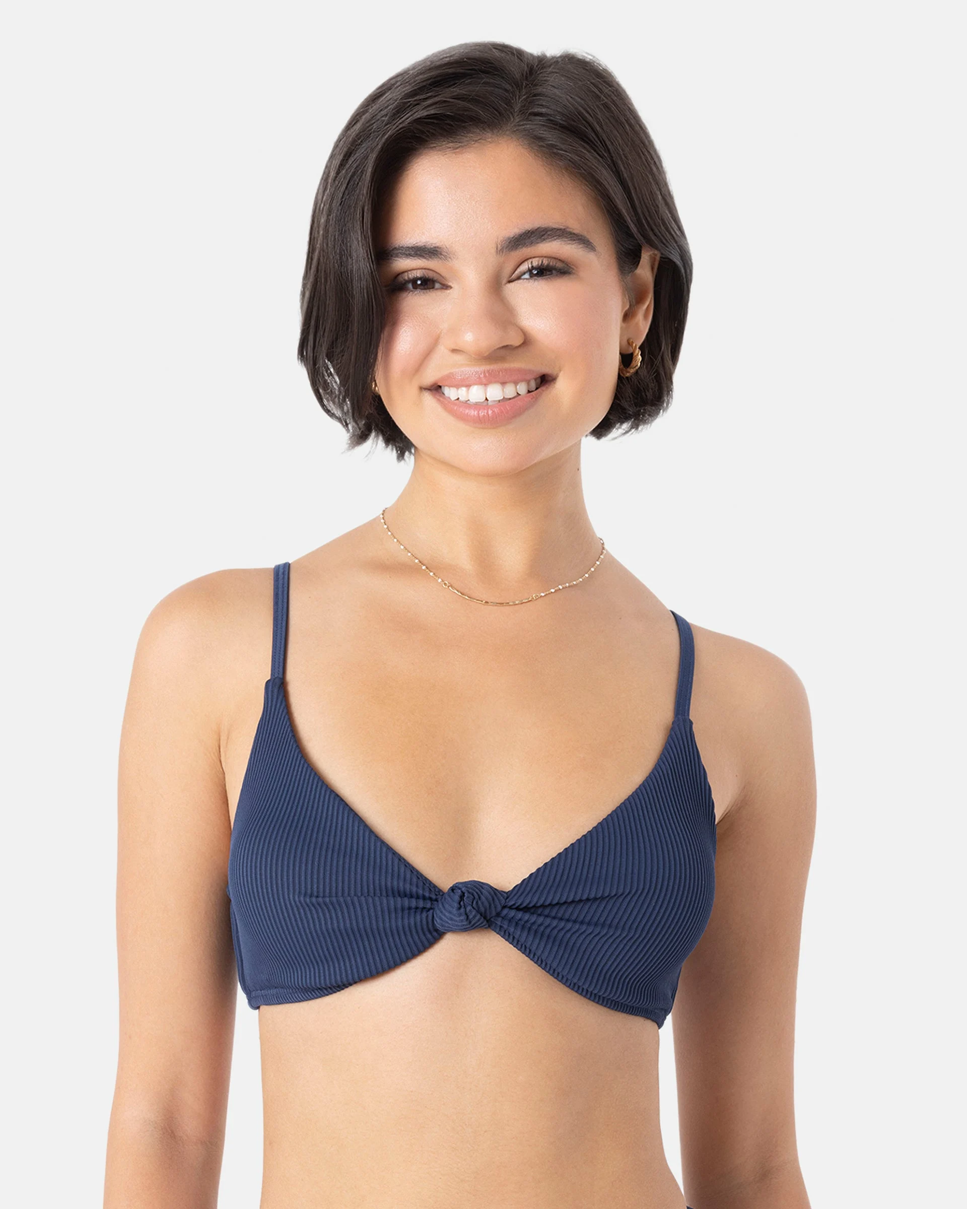 Rib Roxy Love Knot Bralette Bikini Top - Mood Indigo