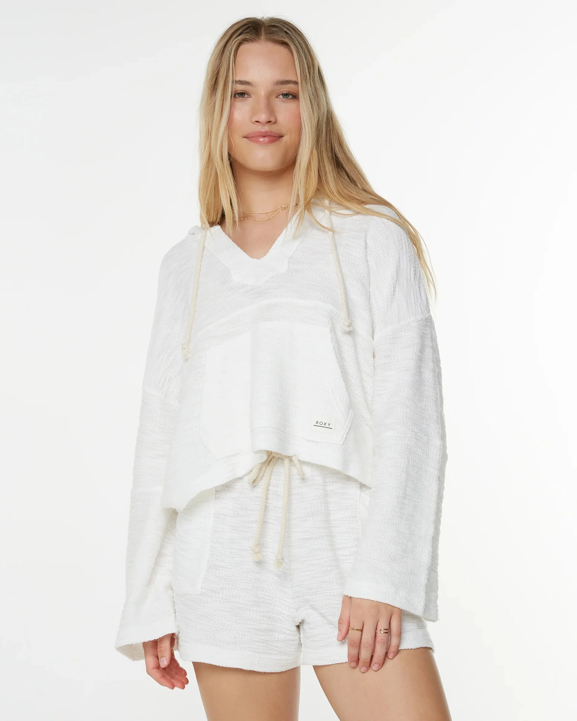 Rich Coast Poncho - Snow White Solid