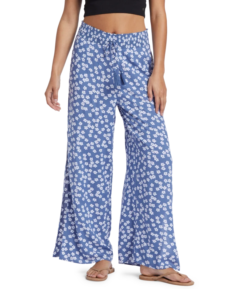 Roxy Tropical Rhythm Pants-Bijou Blue Floral Delight