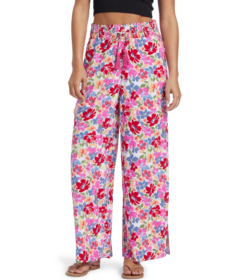 Roxy Tropical Rhythm Pants-Shocking Pink Bloomin Babe