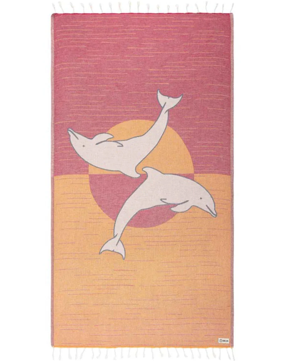 Sand Cloud Sunset Dolphins Beach Towel