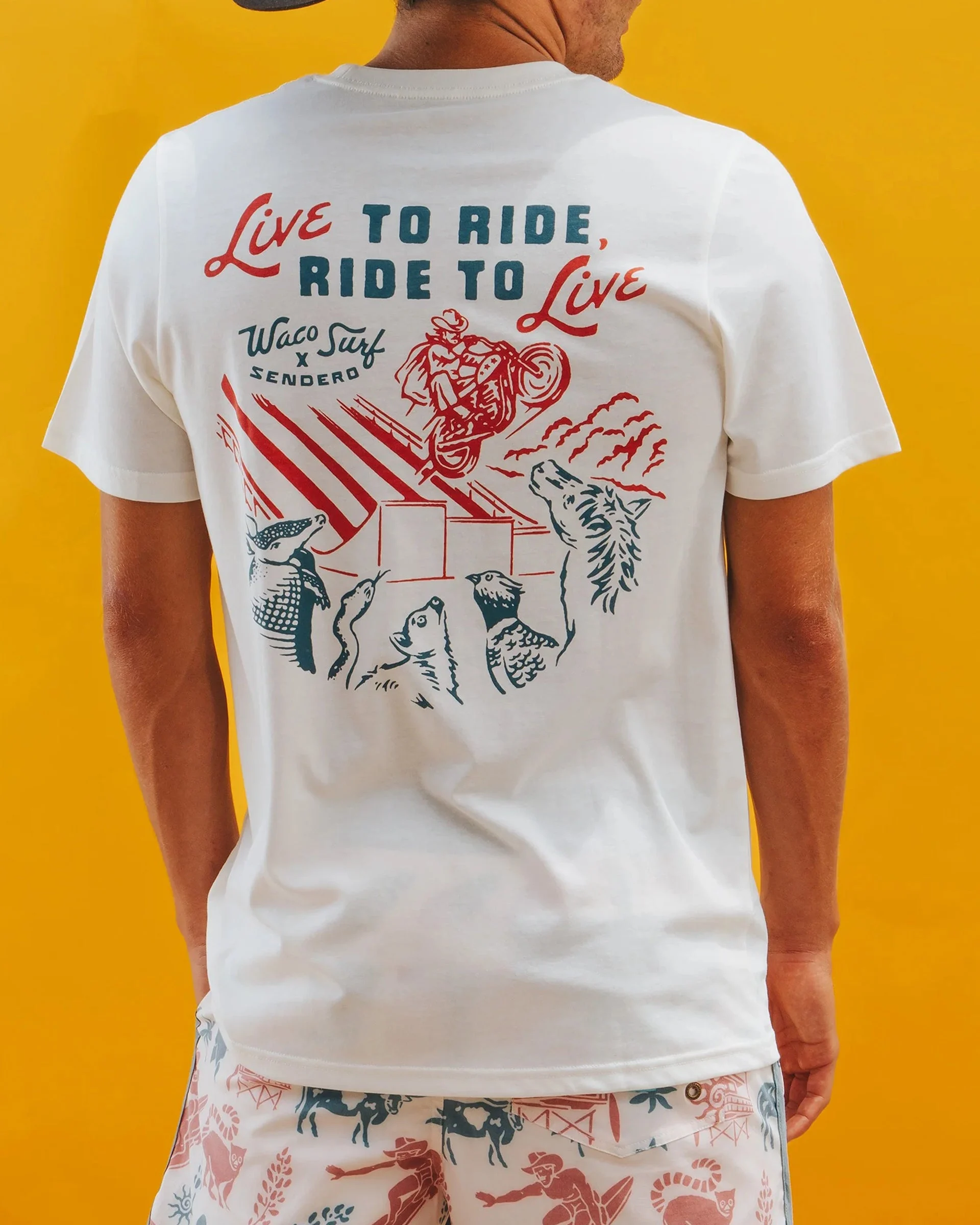 Sendero x Waco Surf Live To Ride S/S T-Shirt - Vintage White