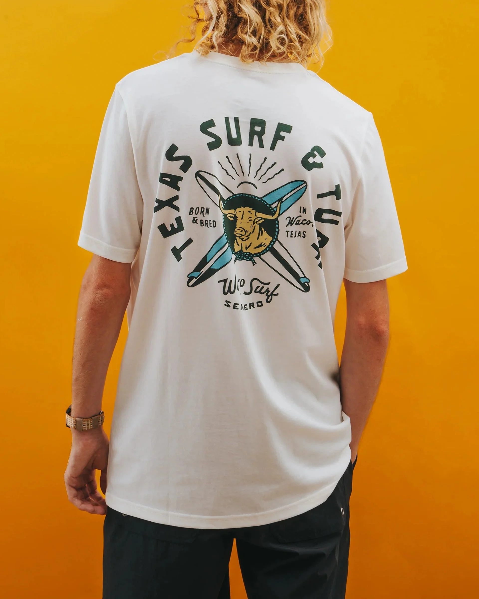 Sendero x Waco Surf Texas Surf and Turf S/S T-Shirt - Vintage White