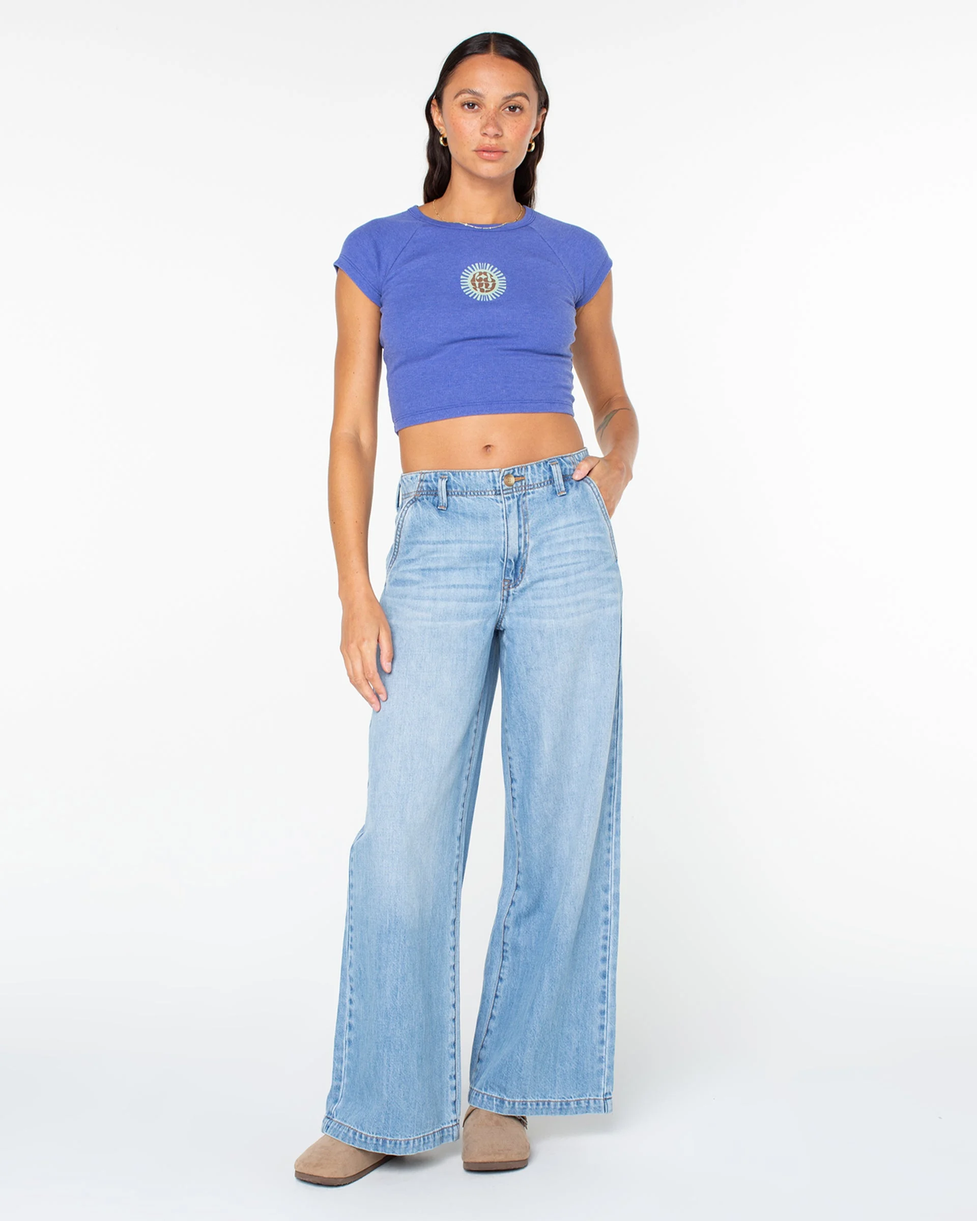 Slow Dive Cropped Tee - Mazzarine Blue Slow Dive