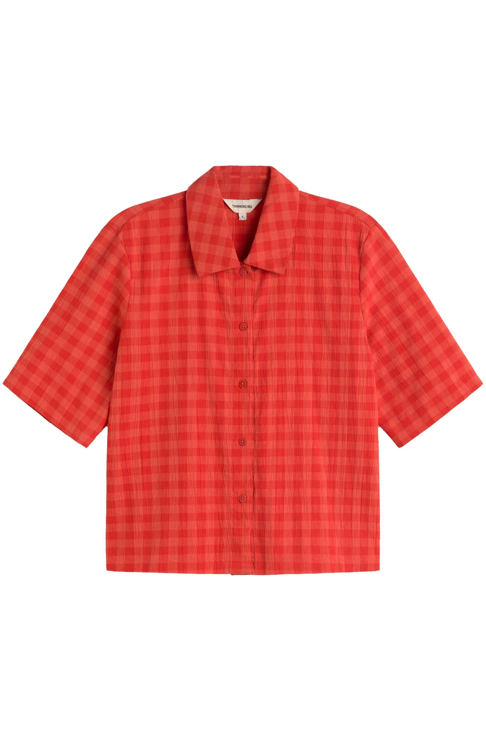 THINKING MU - ANE BLOUSE - RED CHECKS