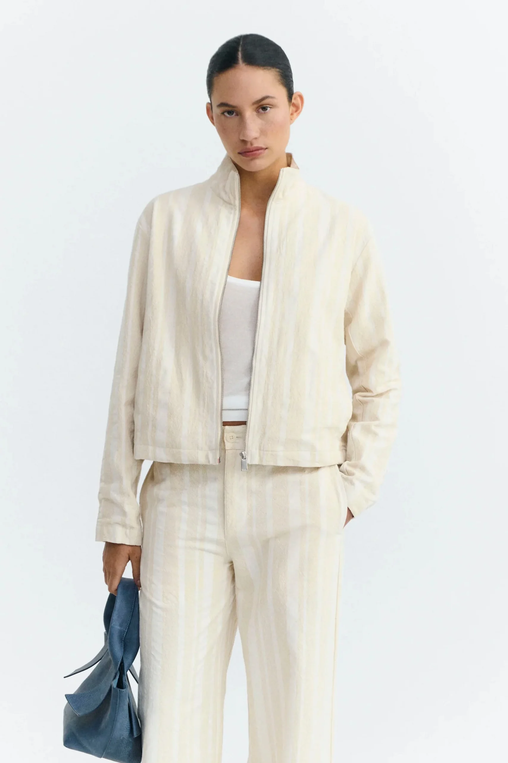 THINKING MU - CECI JACKET - RAW DAPPLED STRIPES