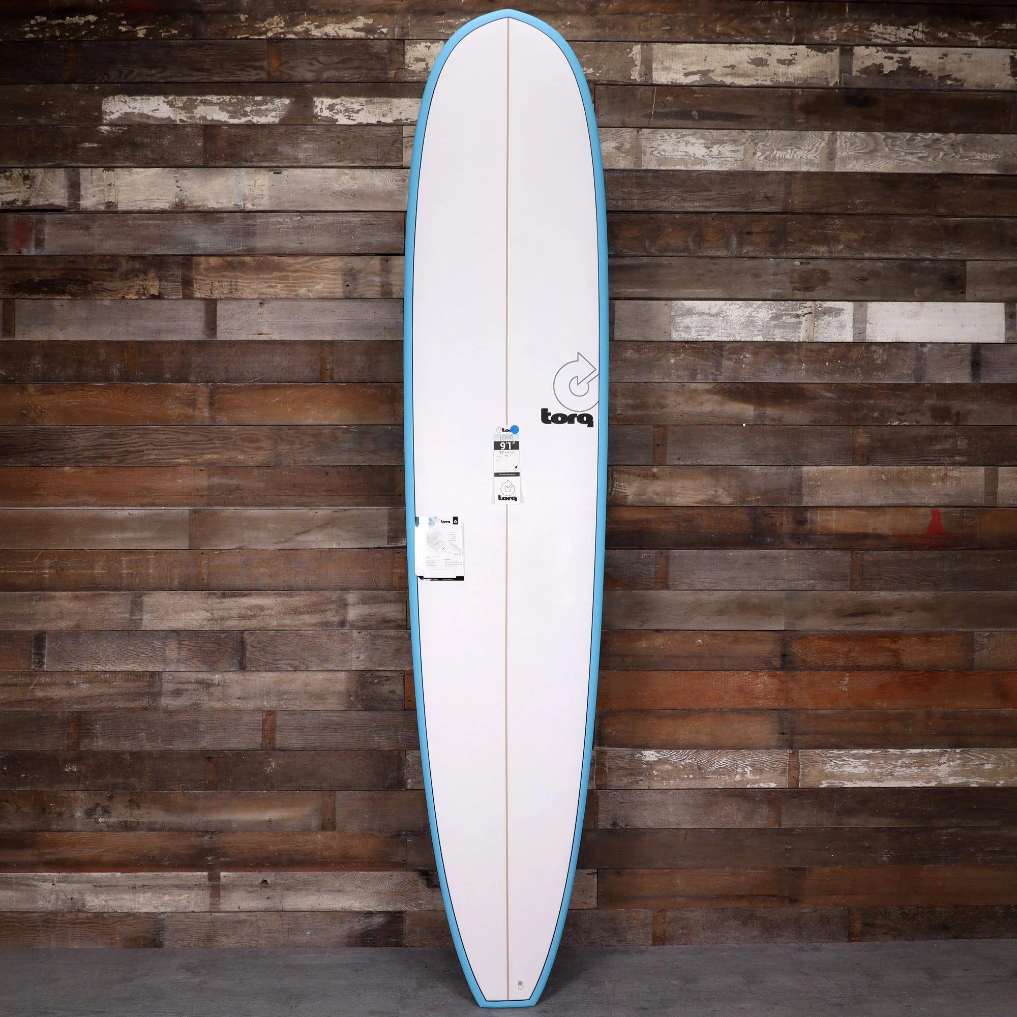 Torq Longboard TET 9'1 × 23 × 3 ⅛ Surfboard - Miami Blue Pinline