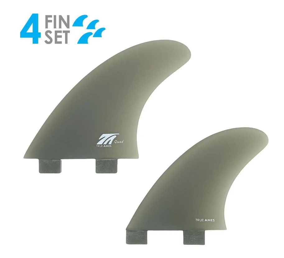 True Ames FCS Fiberglass Quad Fin Set-Smoke