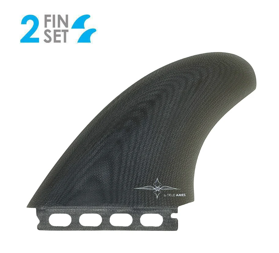 True Ames Ryan Burch Solid Fiberglass Twin Fin Set-Smoke