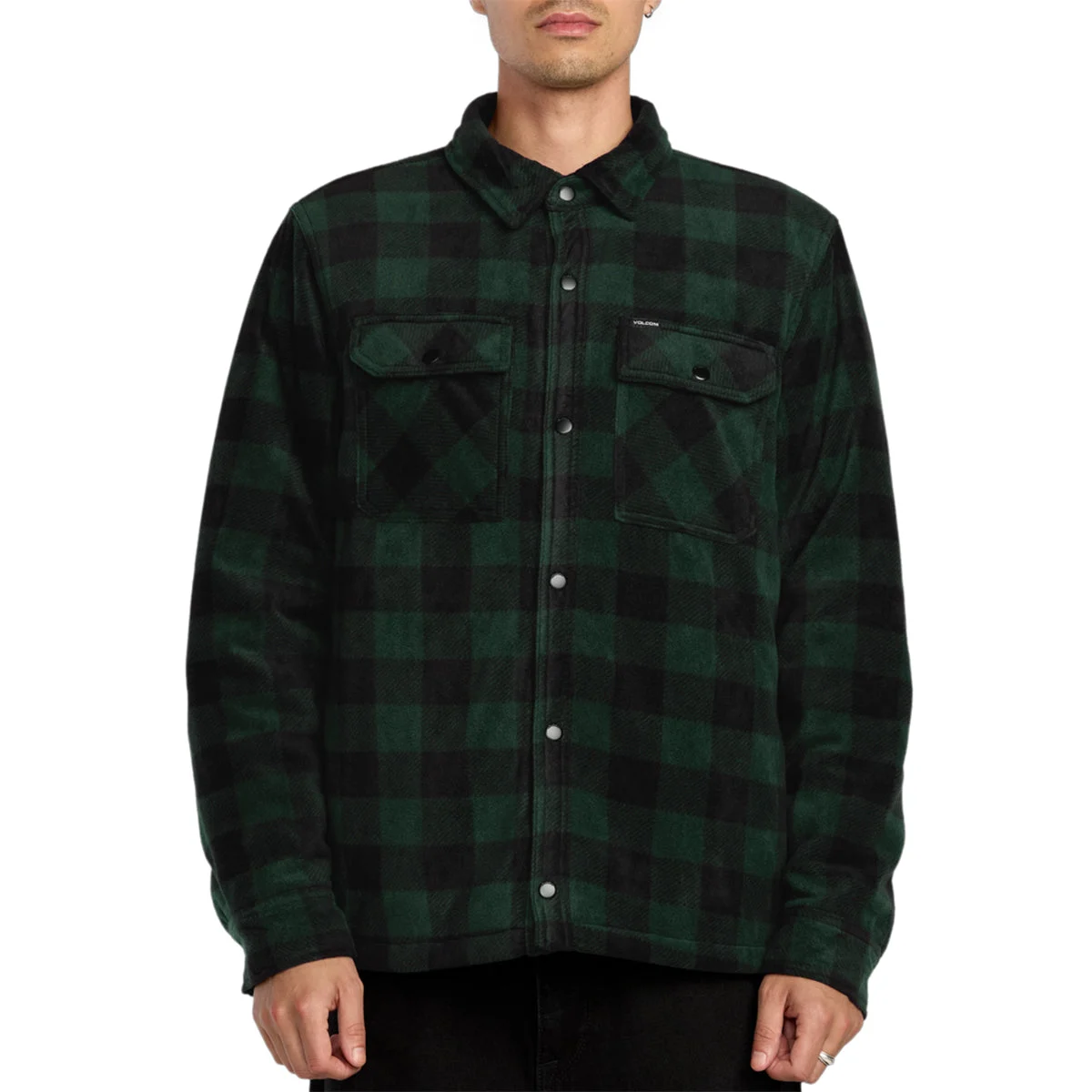 Volcom Bowered II Lined Fleece Long Sleeve Button-Up Flannel Shirt