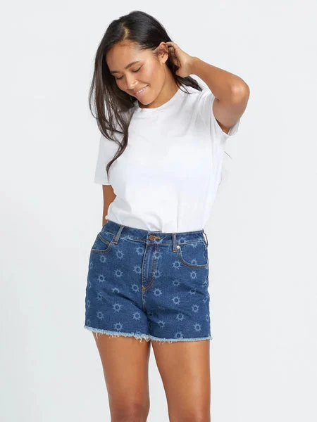 Volcom Womens Shorts Stone Step High Rise Denim