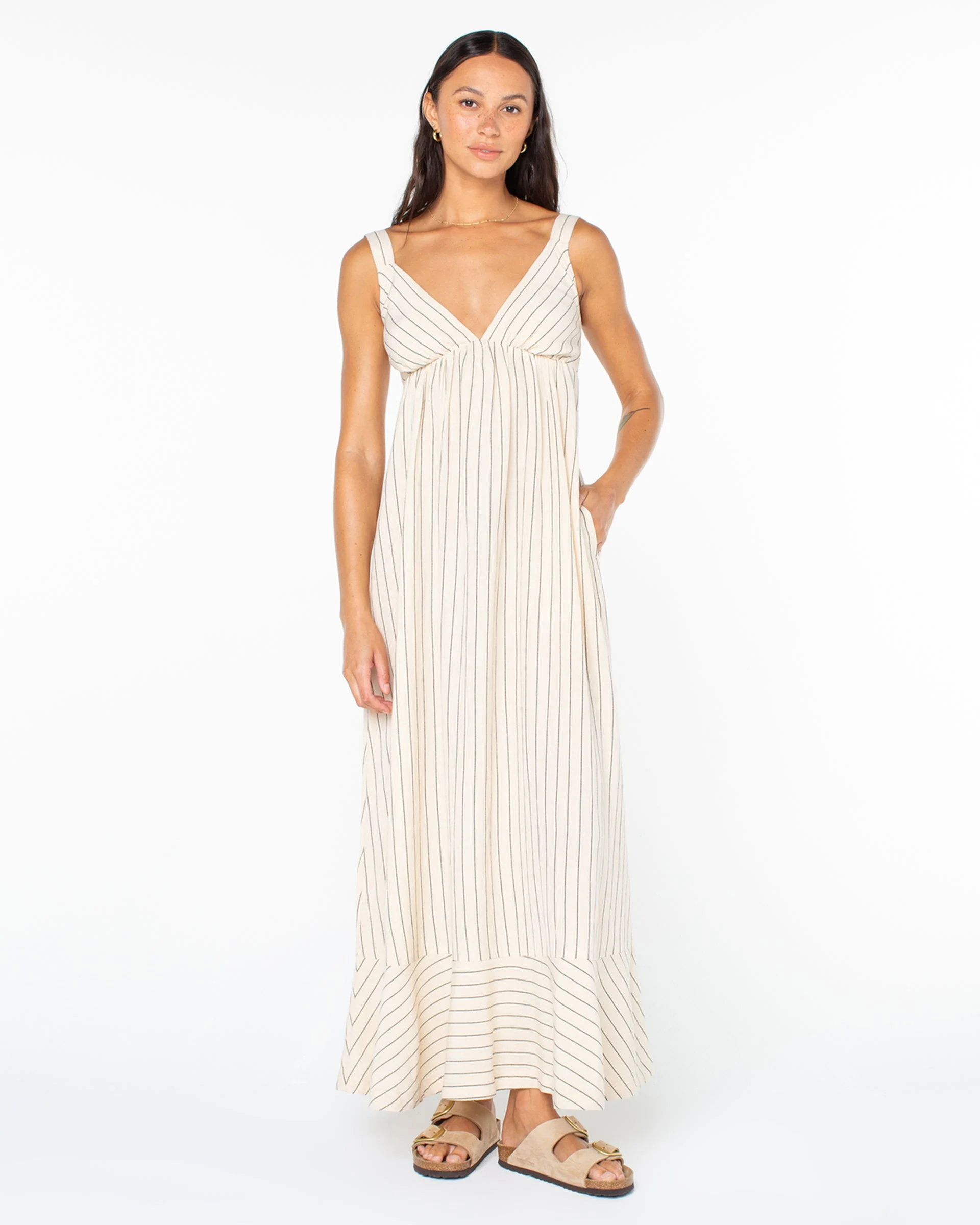 Wilder Coast Dress - Parchment Simple Stripe